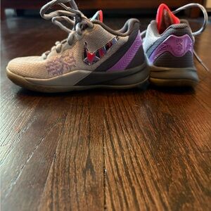 Nike Gray and Red Sneakers with Purple Accents